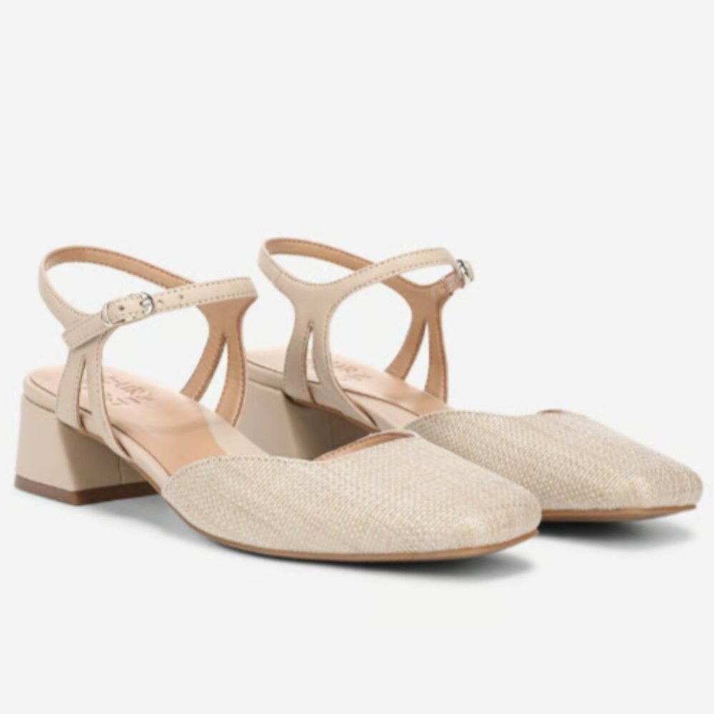 Naturalizer Beige Tan Slingback Block Heel Pumps
